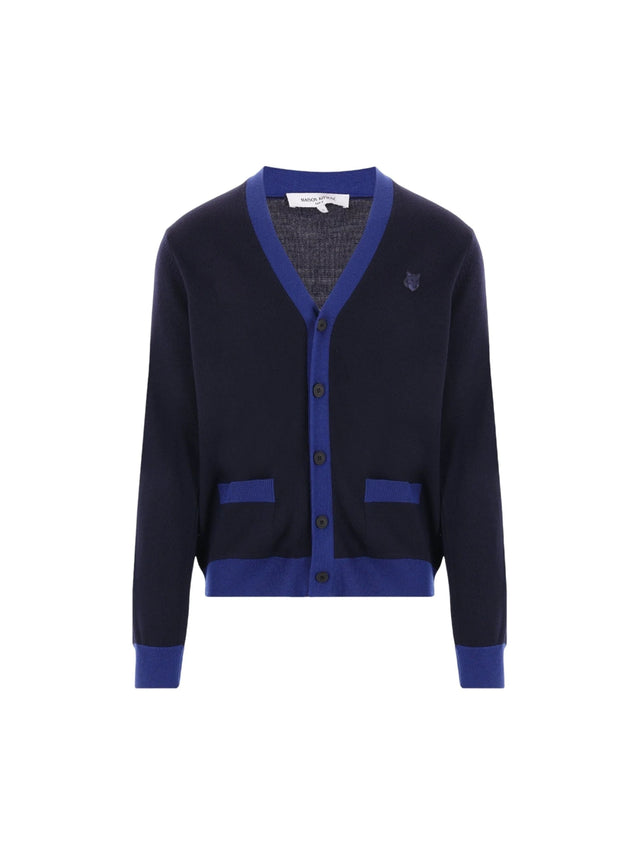 Bold Fox Head Patch Bicolor Wool Cardigan-MAISON KITSUNÉ-JOHN JULIA