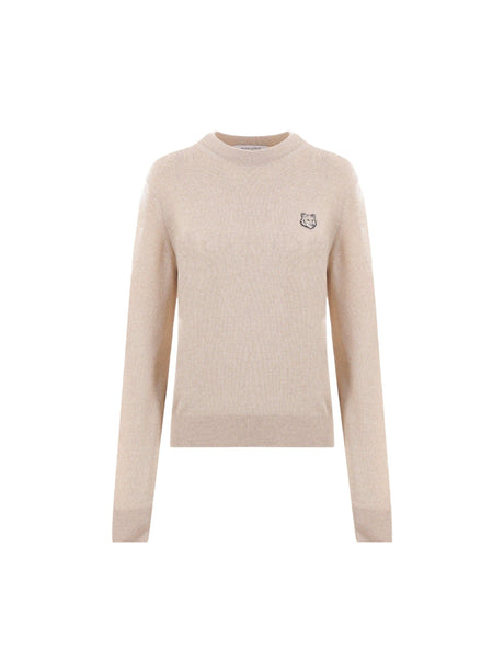 MAISON KITSUNÉ-Bold Fox Head Patch Wool Sweater-JOHN JULIA