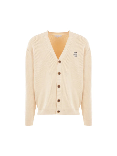 Bold Fox Logo Patch Cotton Blend Cardigan-MAISON KITSUNÉ-JOHN JULIA