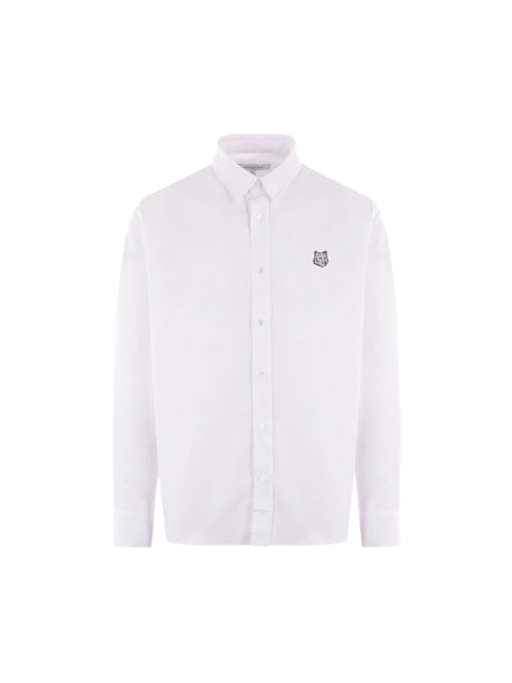 Contour Fox Head Patch Poplin Shirt-MAISON KITSUNÉ-JOHN JULIA