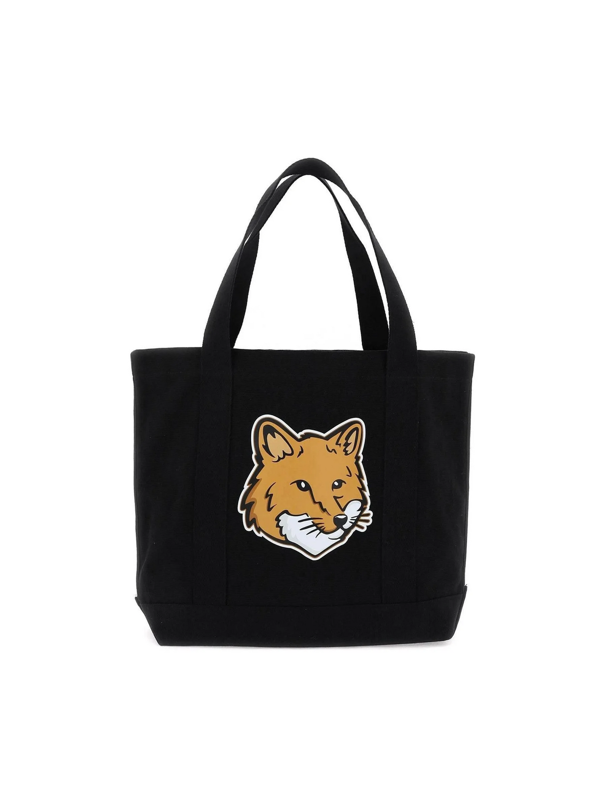 Black Cotton Fox Head Tote Bag MAISON KITSUNE JOHN JULIA.