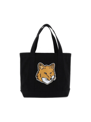 Black Cotton Fox Head Tote Bag MAISON KITSUNE JOHN JULIA.