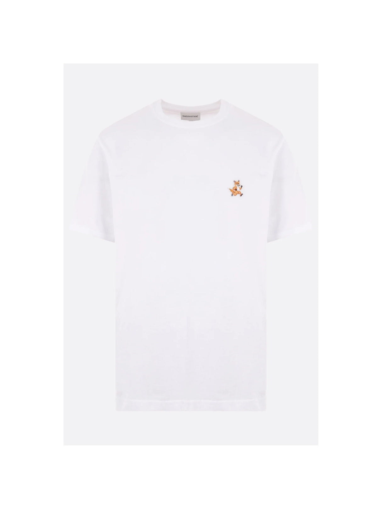 Cotton T-shirt With Logo Patch-MAISON KITSUNÉ-JOHN JULIA