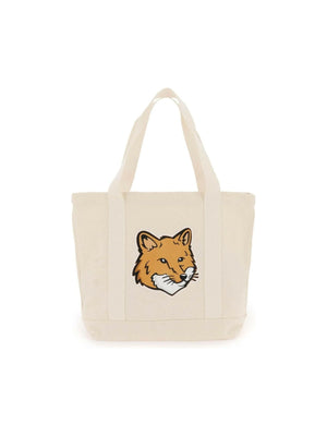 Ecru Cotton Fox Head Tote Bag MAISON KITSUNE JOHN JULIA.