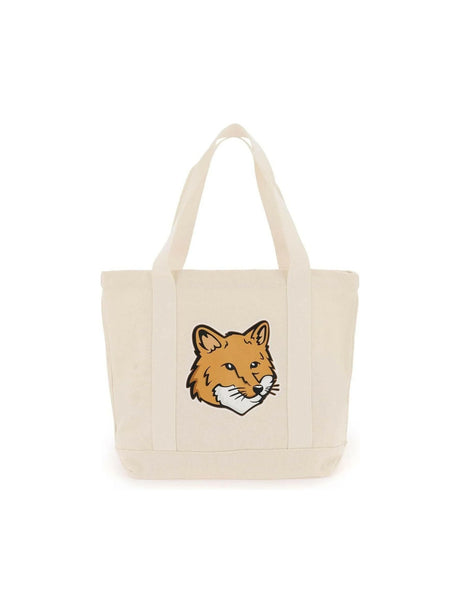 Ecru Cotton Fox Head Tote Bag MAISON KITSUNE JOHN JULIA.