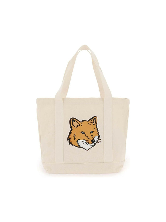 Ecru Cotton Fox Head Tote Bag MAISON KITSUNE JOHN JULIA.