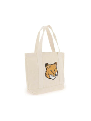 Ecru Cotton Fox Head Tote Bag MAISON KITSUNE JOHN JULIA.