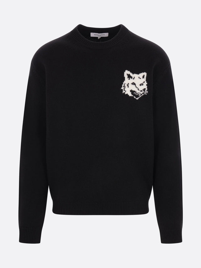 MAISON KITSUNÉ-Fox Head Intarsia Wool Sweater-JOHN JULIA