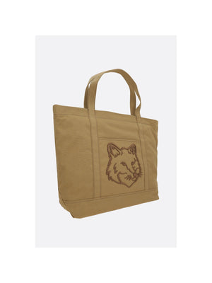 Fox Head Large Canvas Tote Bag-MAISON KITSUNÉ-JOHN JULIA