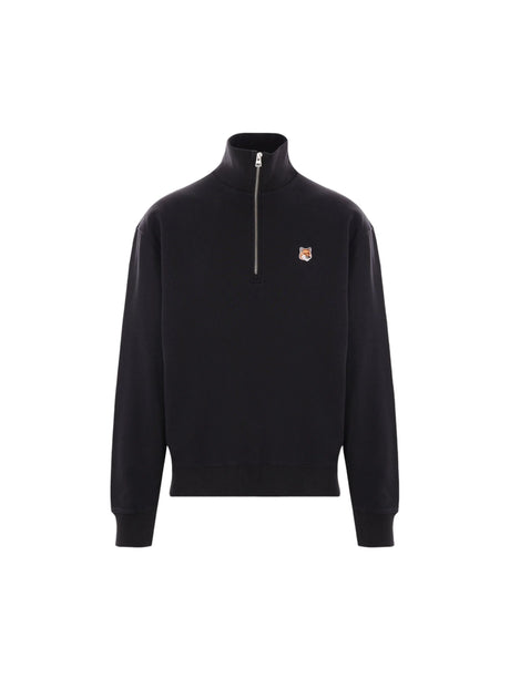 Fox Head Patch Half-zip Sweatshirt-MAISON KITSUNÉ-JOHN JULIA