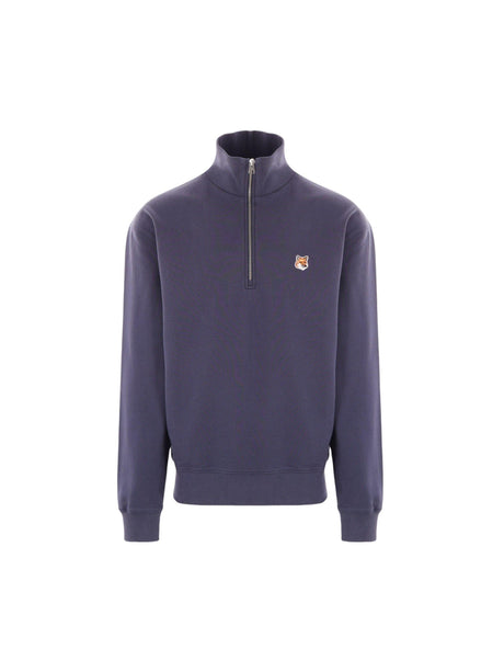 Fox Head Patch Jersey Half-zip Sweatshirt-MAISON KITSUNÉ-JOHN JULIA