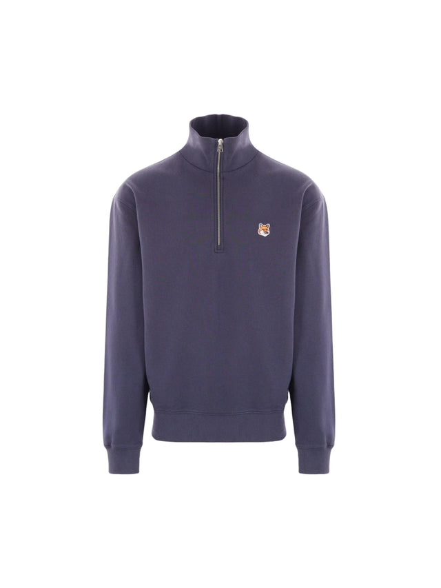 Fox Head Patch Jersey Half-zip Sweatshirt-MAISON KITSUNÉ-JOHN JULIA