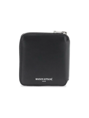 Black Fox Head Zip Around Leather Wallet Portfolio MAISON KITSUNE JOHN JULIA.