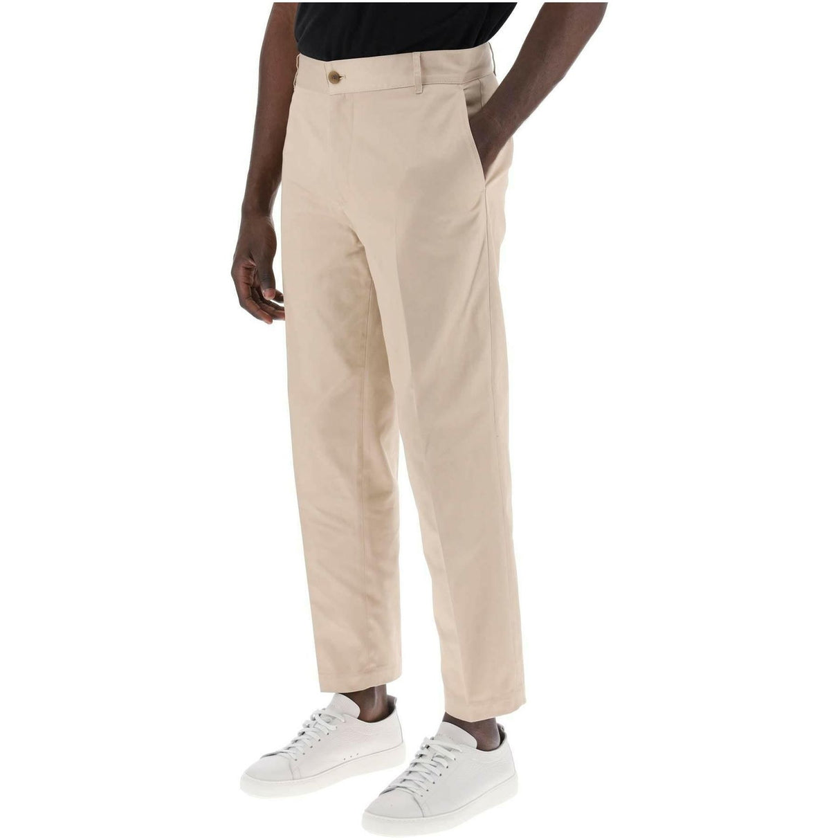 Light Beige Cotton Gabardine Chino Pants MAISON KITSUNE JOHN JULIA.