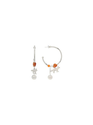 Profile Fox and Beads Hoop Earrings.