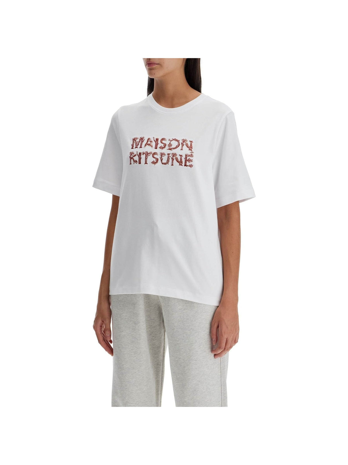 MAISON KITSUNÉ-Woodland Alphabet Cotton T-Shirt-JOHN JULIA