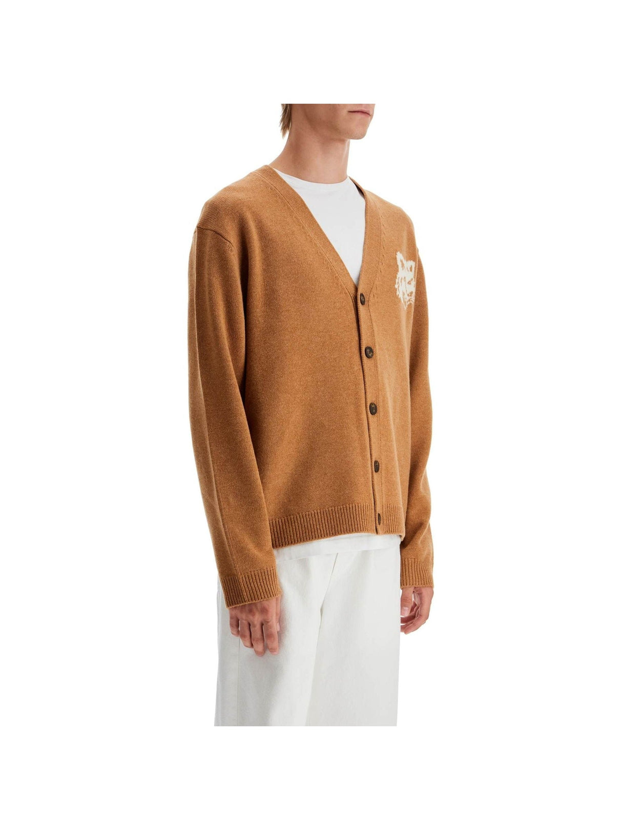 Fox Head Wool Cardigan With