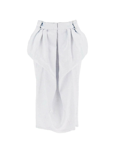 White Coated Denim Ruched Midi Skirt MAISON MARGIELA JOHN JULIA.