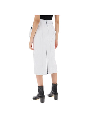 White Coated Denim Ruched Midi Skirt MAISON MARGIELA JOHN JULIA.