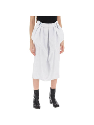 White Coated Denim Ruched Midi Skirt MAISON MARGIELA JOHN JULIA.