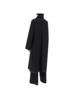 Black Cotton Coat With Laminated Trim Details MAISON MARGIELA JOHN JULIA.