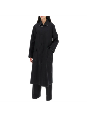 Black Cotton Coat With Laminated Trim Details MAISON MARGIELA JOHN JULIA.