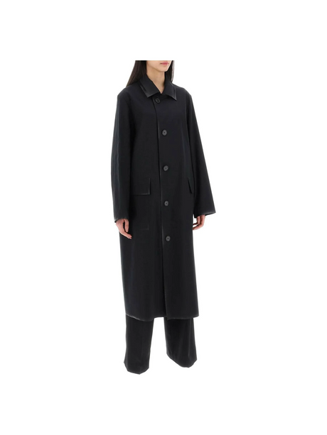 Black Cotton Coat With Laminated Trim Details MAISON MARGIELA JOHN JULIA.