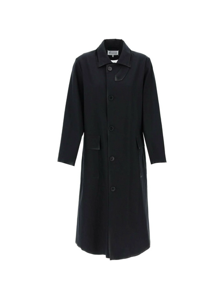 Black Cotton Coat With Laminated Trim Details MAISON MARGIELA JOHN JULIA.