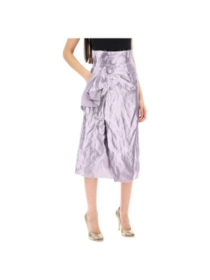 MAISON MARGIELA-Wrinkled Metallic Duchesse Satin Skirt-JOHN JULIA