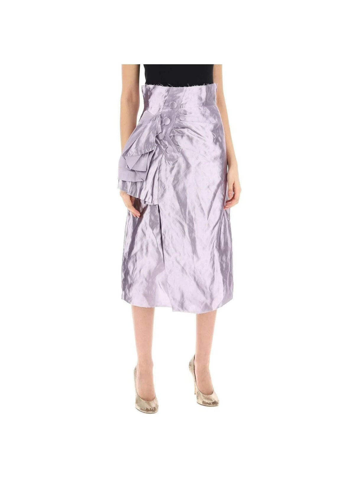 MAISON MARGIELA-Wrinkled Metallic Duchesse Satin Skirt-JOHN JULIA