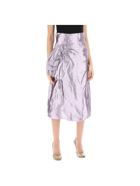 MAISON MARGIELA-Wrinkled Metallic Duchesse Satin Skirt-JOHN JULIA