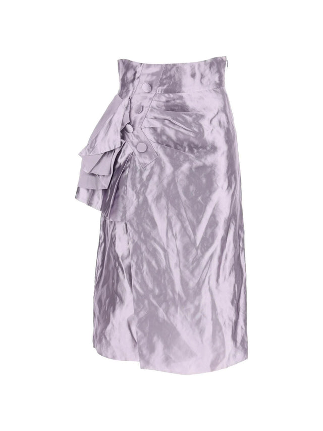 MAISON MARGIELA-Wrinkled Metallic Duchesse Satin Skirt-JOHN JULIA