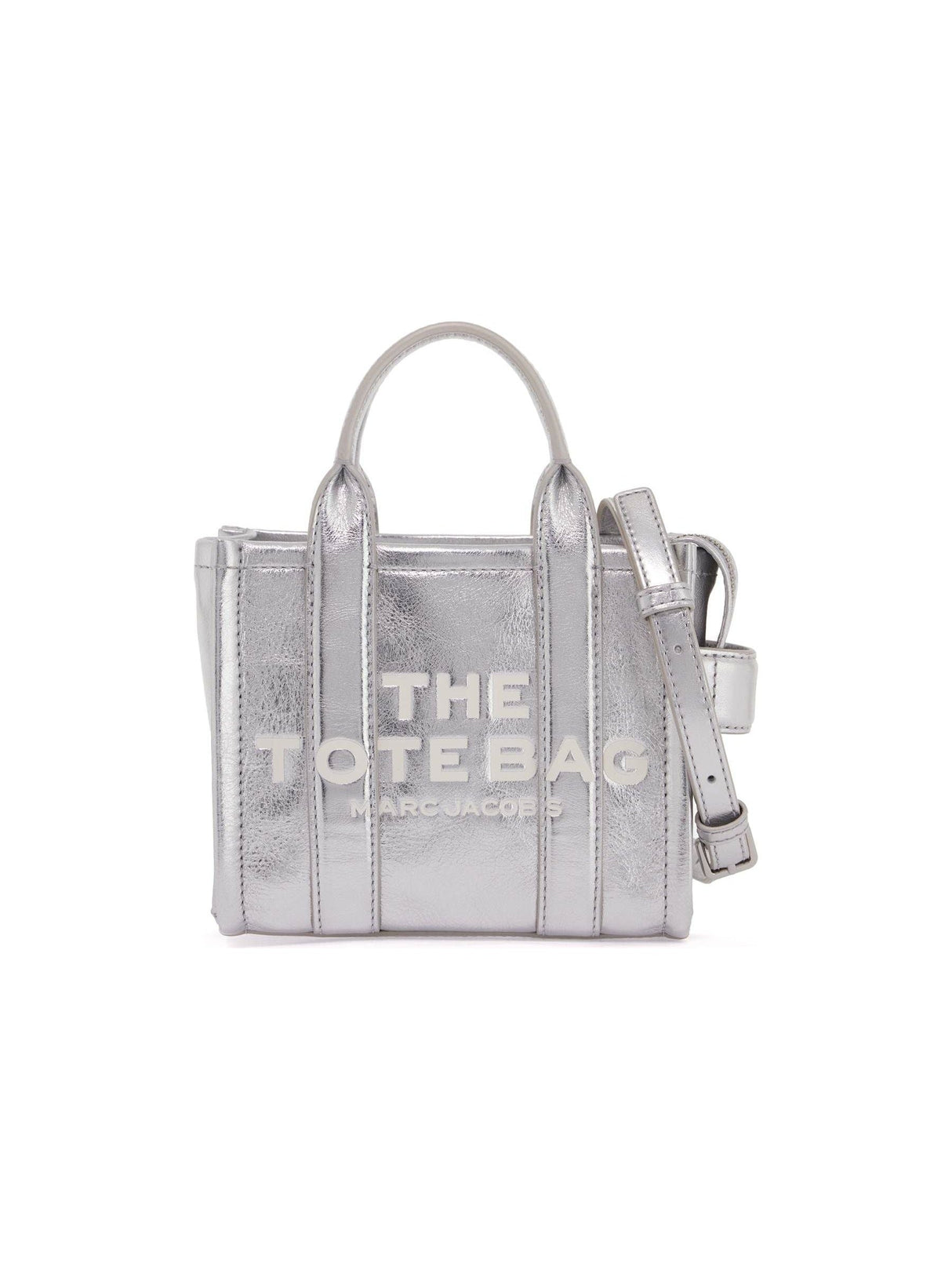 Metallic Leather Crossbody Tote Bag