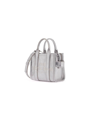 Metallic Leather Crossbody Tote Bag