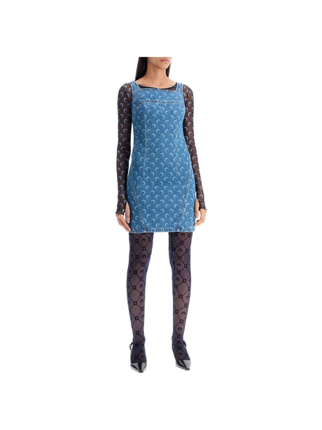 Moon Motif Denim Mini Dress