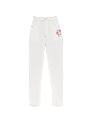 Embroidered Logo Flower Patch Jeans - 34 - Women > Clothing > Jeans > Jeans