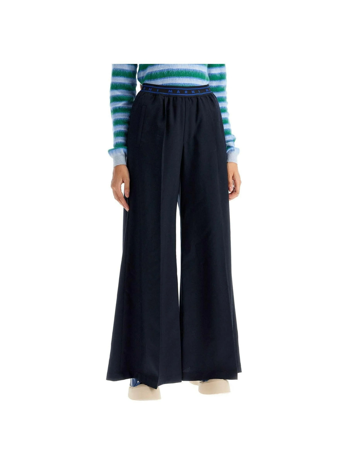 Flared Wool Trousers.