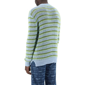 Iris Blue Cotton and Mohair-Blend Striped Sweater MARNI JOHN JULIA.