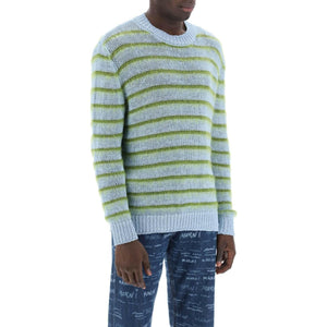 Iris Blue Cotton and Mohair-Blend Striped Sweater MARNI JOHN JULIA.