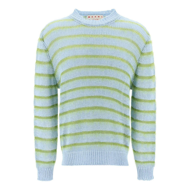 Iris Blue Cotton and Mohair-Blend Striped Sweater MARNI JOHN JULIA.