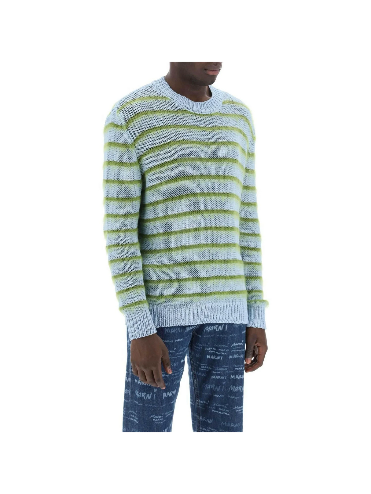 Iris Blue Cotton and Mohair-Blend Striped Sweater MARNI JOHN JULIA.