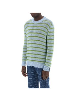 Iris Blue Cotton and Mohair-Blend Striped Sweater MARNI JOHN JULIA.