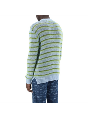 Iris Blue Cotton and Mohair-Blend Striped Sweater MARNI JOHN JULIA.