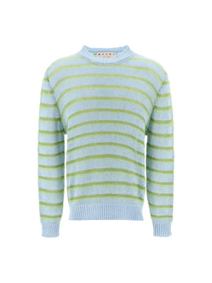 Iris Blue Cotton and Mohair-Blend Striped Sweater MARNI JOHN JULIA.