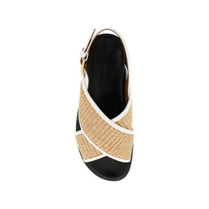 Leather And Raffia Fussbett Sandals MARNI JOHN JULIA.