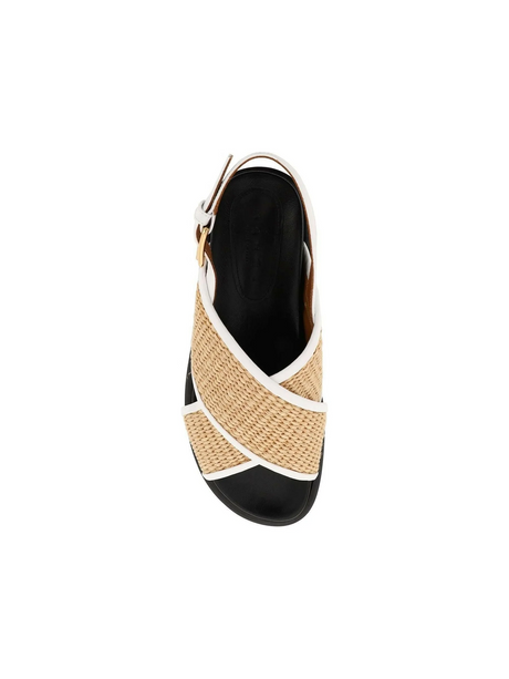 Leather And Raffia Fussbett Sandals MARNI JOHN JULIA.