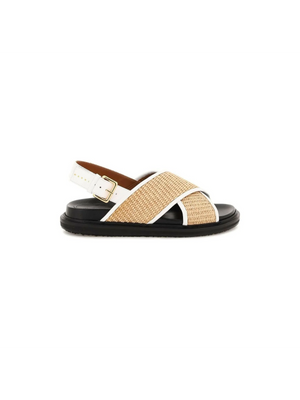 Leather And Raffia Fussbett Sandals MARNI JOHN JULIA.