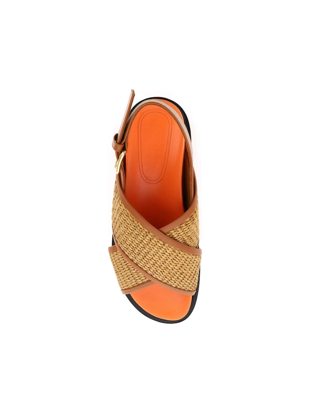 Leather And Raffia Fussbett Sandals