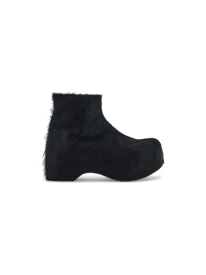 Long-Haired Chunky Ankle Boots