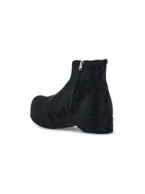 Long-Haired Chunky Ankle Boots